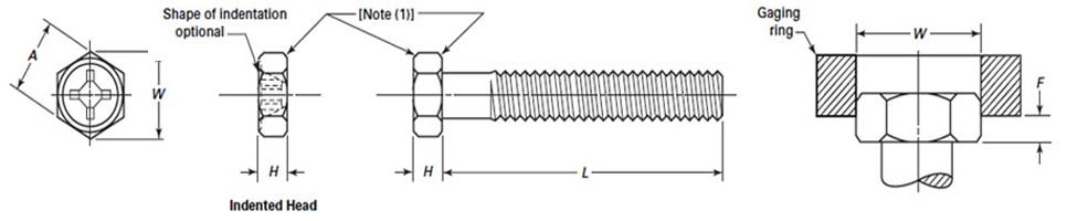 ASME B18.6.3 Type 1 Cross Recessed Indented Regular and Large Hex Head Machine Screws