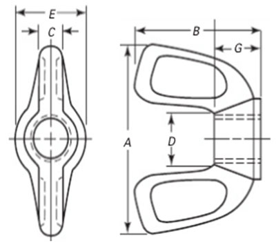 ASME B18.6.9 Wing Nuts Type C Style 3