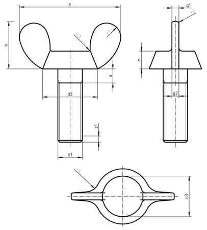DIN 316 D Wing screws with rounded wings DIN 316 D Wing screws with rounded wings