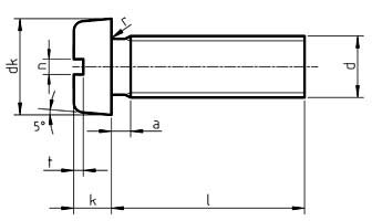 DIN 84 Slotted Cheese Head Machine Screw Drawing