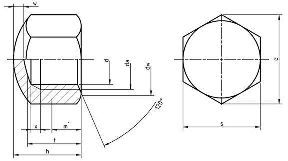 DIN 917 - Hexagon Cup Nuts - Low Pattern