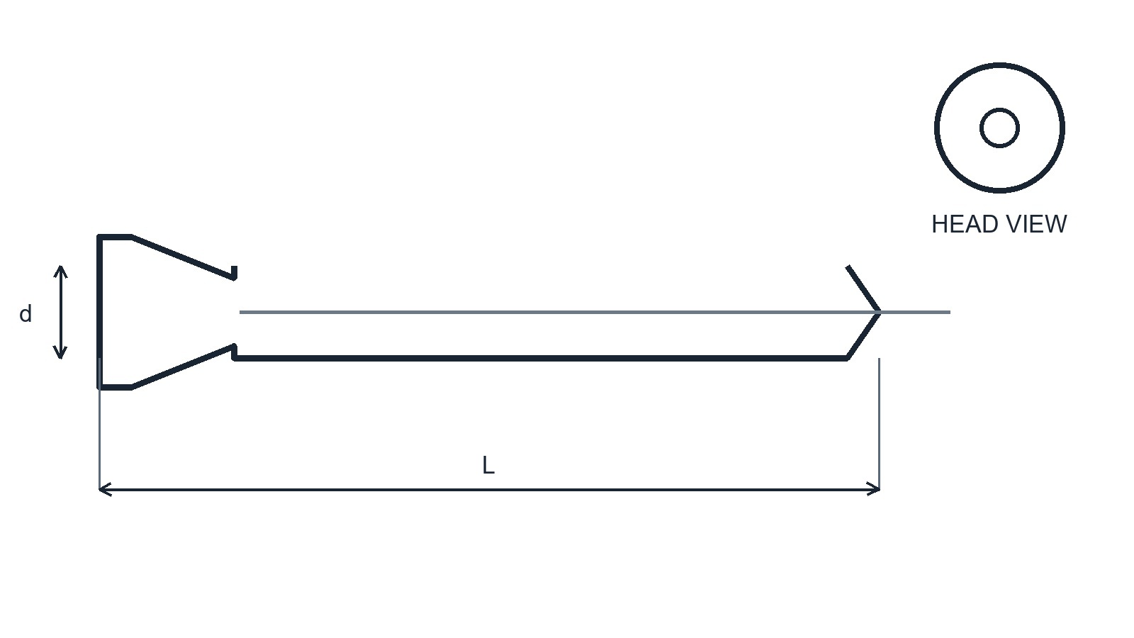 IFI 117 Pull-Through Mandrel Blind Rivets technical drawing: IFI-117 covers pull-through mandrel blind rivets. Drawing shows body, head and mandrel forming the blind-side bulb.