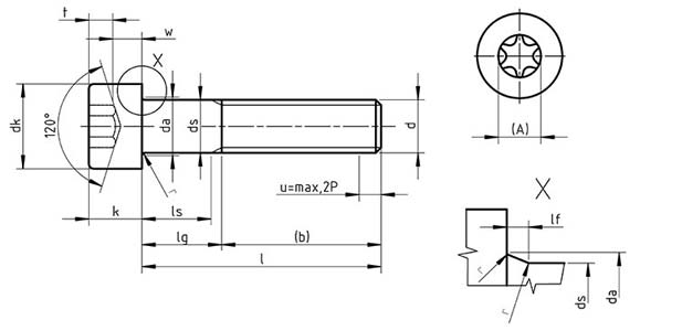 ISO 14579 Hexalobular cylindrical head