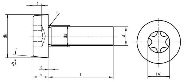 ISO 14580 TX Cylinder screw low head TORX drive